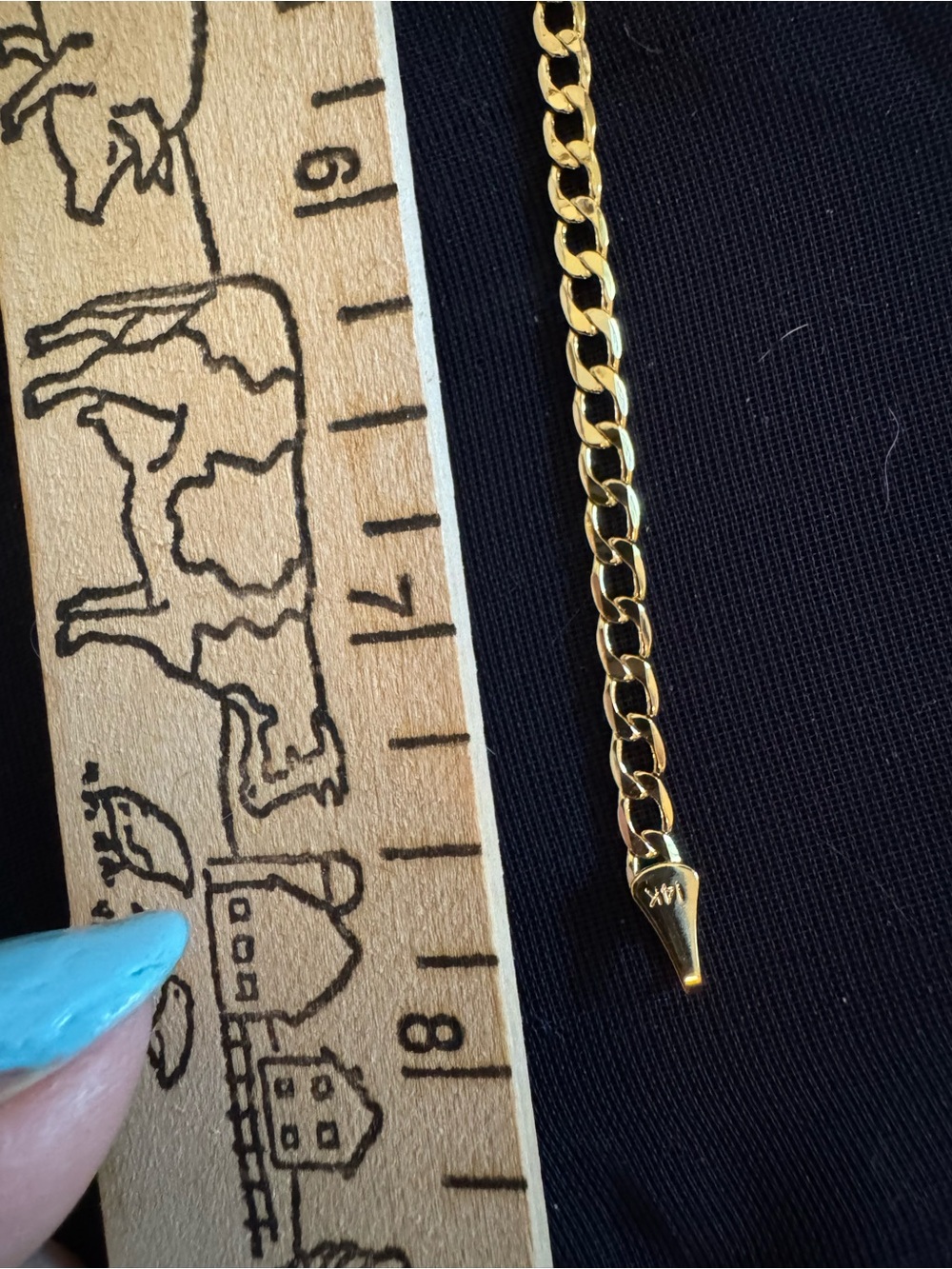 14K Gold Curb Chain Accent - Yellow Gold plated rhodium over will not turn!